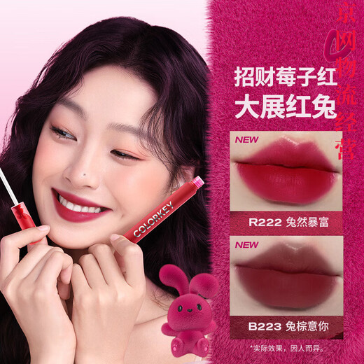 
Color Keycolorkey Colaqi Wish Bunny Lip Glaze Ice Cream Rabbit Year Lip Glaze Velvet Water Light Mirror Mirror Light Lip Glaze 23 New Year R759
