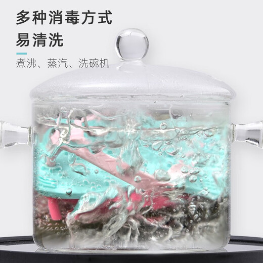 SMILY MIA baby teether, anti-eating hand, soothing teether, baby teething toy, silicone chewable and boilable small slippers set, mint blue set + storage box + anti-chain