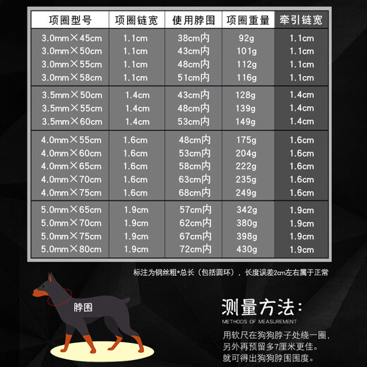 Wanle dog chain stainless steel P chain collar dog collar metal dog chain medium and large dog collar collar collar anti-bite