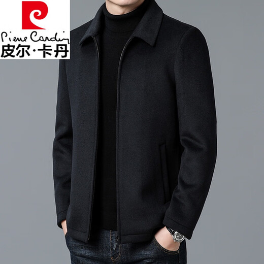 皮尔卡丹（pierre cardin）羊毛毛呢大衣外套男短款秋冬季装加厚翻领中年男士呢子夹克 99802款灰色 XL 180