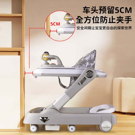 Keleige Walker Anti-O-leg Baby 2025 Boy and Girl Anti-roll Anti-Roll Cart de stepper pliable Rhin Green [Éclairage et musique + Cadre de balle] Version supérieure Multi-fonction Rangement de rangement pliant à 7 vitesses