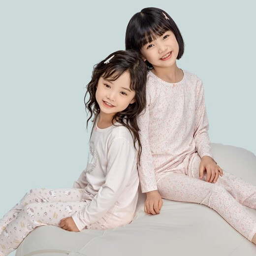 粒粒仔粒粒仔秋衣秋裤儿童睡衣莫代尔棉女无骨内穿打底薄款保暖内衣套装 M3892（180g薄） 160CM(建议155-160cm)