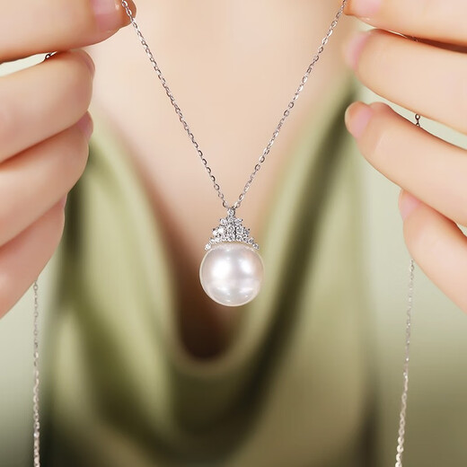 Fat Donglai's same style pearl pendant single natural freshwater necklace S925 silver large white pearl Ice and Snow Queen style white