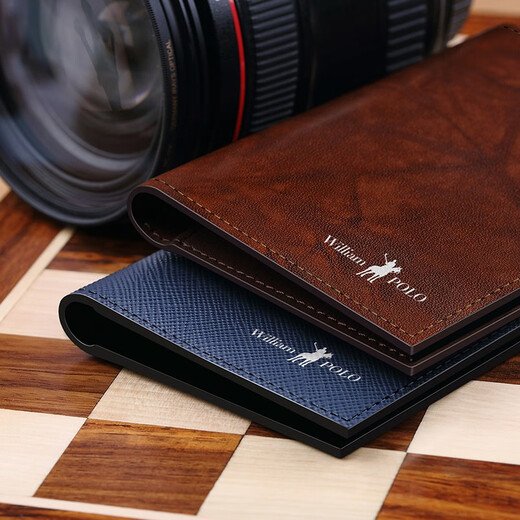 
Emperor Paul POLO ultra-thin multi-card genuine leather bag for men's mini driver's license protection case chuck layer cowhide silver blue cross pattern