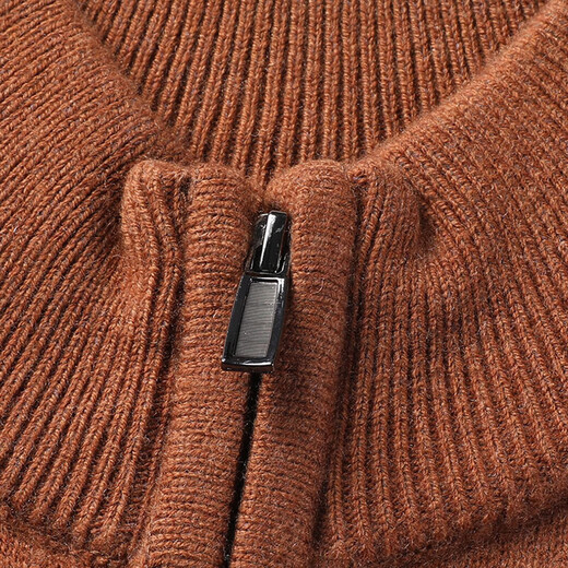 Hengyuanxiang 100% pure wool sweater men's zipper cardigan sweater thickened knitted sweater jacket Korean style autumn and winter half turtleneck men's clothing Navy L 175/50/110