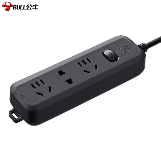 BULL socket/B8 series black with child protection door new national standard socket/socket/socket strip three-position master control total length 1.8 meters GN-B8120H