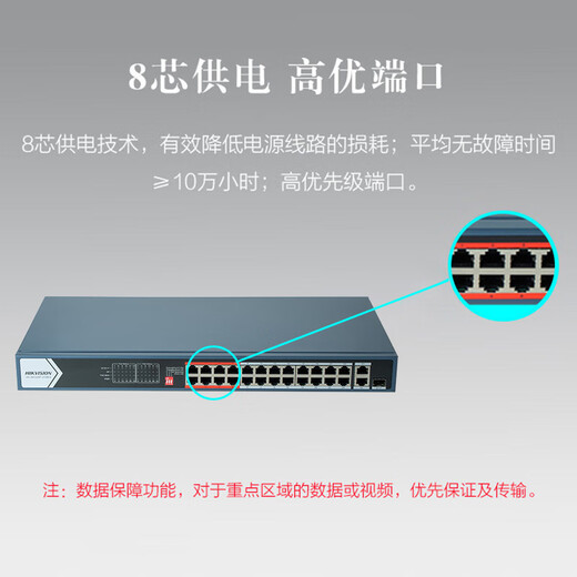 海康威视（HIKVISION）交换机 4路POE供电智能供电8口16路百兆电口监控交换机网络中继器远距离网线传输防雷DS-3E0105P-E 0326P-370W-E【24POE+1电+1光】