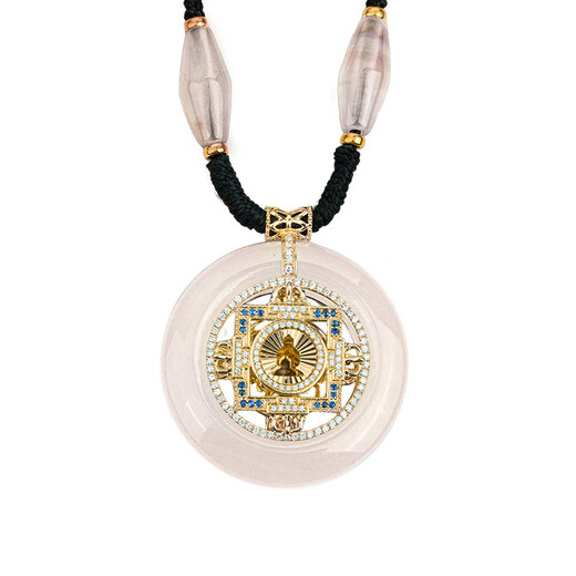 Potala Palace collection 18K gold inlaid jade pendant mandala white jade jade gemstone necklace for men and women as birthday gifts for husbands 18k gold mandala white jade pendant
