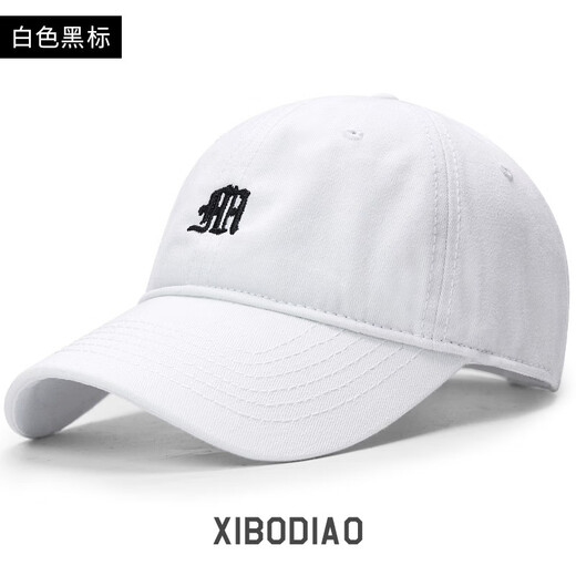 XIBODIAO brand Korean small label washing soft top hat men four seasons big head casual black white baseball hat women black black label L size [55-59cm]