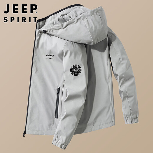 JEEP SPIRIT Jeep Jacket Men's Jacket Autumn and Winter Korean Men's Top Loose Hooded Men's Black XL
