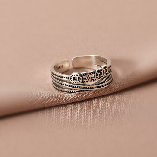 Yinao (yinao) 925 copper coin ring for women 2025 new Qianduoduo index finger ring to attract wealth opening mahjong ring birthday gift copper coin ring