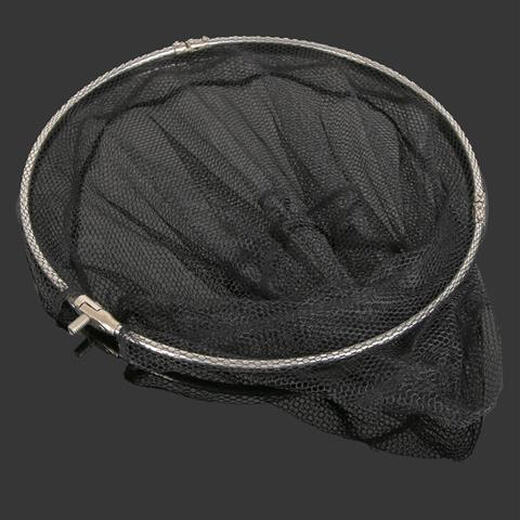 Double line folding stainless steel net copying head, fishing net head, folding fish net bag, fishing gear net, fishing net copying accessories, black dense eye 35cm net copying head, foldable