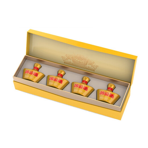 Goldener Wein [neues Produkt] 52-Grad-Goldwein, kleiner Barren, vier Flaschen, Gesamtpackung, Geschenktüte, 52-Grad 100ml, 4 Flaschen, Geschenkboxpackung