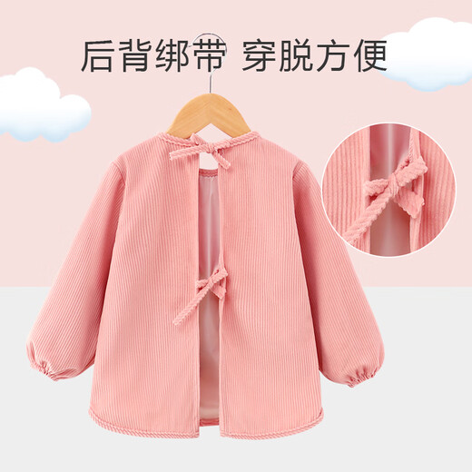 Baby large strap cover children waterproof and dirty food bib for baby rice bag autumn and winter backward jacket backward clothing protective clothing Strap bear - blue 100 (recommended for 2-3 years old)