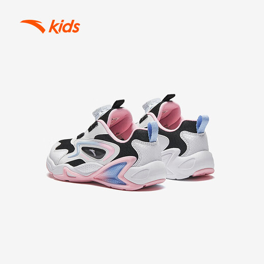 Anta-Kinder-Turnschuhe Mädchenschuhe 2024 Herbst und Winter Trendy Mesh Leder Knopf und Samt-Baumwollschuhe [Kindernahrungsmittel] Schwarz/Weiß/Blau/Pink 9904-1 32 Größen