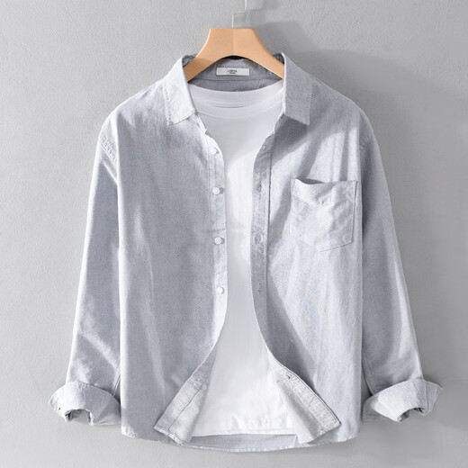 Geshijues neues Oxford-Langarm-Hemd von Oxford Herren lässig und vielseitig mit fester Farbe Top-Lampe und Samt warme weiße Hemd Trendy 9249 Yellow XL