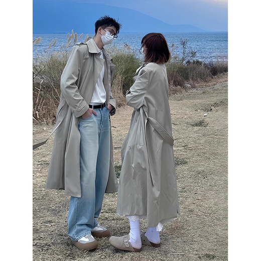 Du Xiaoxian Korean Doppelbrustwindternen Herbst Herbst neuer Mantel Casual Cloak mit mittlerer Länge Überknee Neapel Jacke Q5579 Khaki L [Vorgeschlagen 110-130jin [Jin ist 0,5 kg]]]