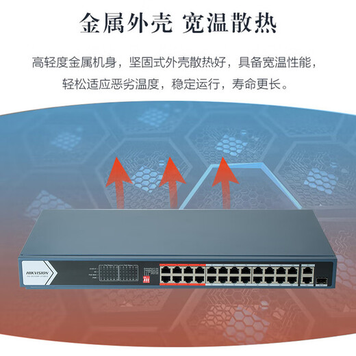 海康威视（HIKVISION）交换机 4路POE供电智能供电8口16路百兆电口监控交换机网络中继器远距离网线传输防雷DS-3E0105P-E 0326P-370W-E【24POE+1电+1光】