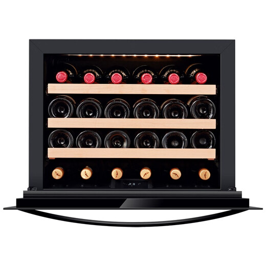 PULADI Seamless Embedded Red Wine Cabinet Constant Temperature Wine Cabinet Embedded Hidden Compressor Wine Tea Refrigerator Pull-down 24-Black Full Glass/First Class Energy Efficiency 24 Bottles
