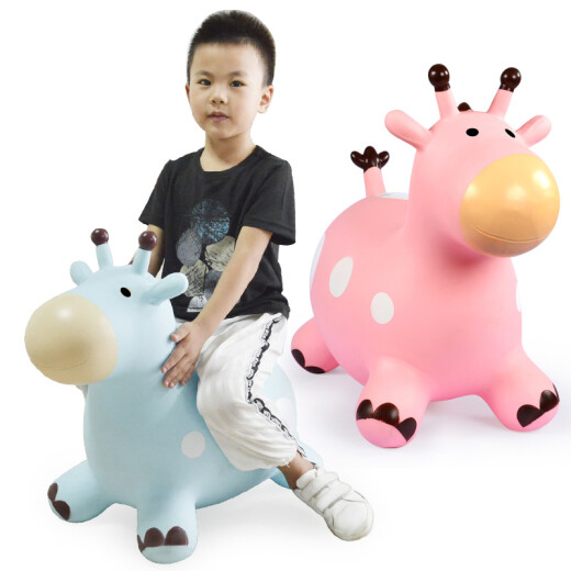 Blue Castle Children's Rocking Horse Outdoor Fitness Jumping Horse Toy Cartoon Painted Thickened Inflatable Jumping Deer Infant Small Trojan Horse Princess Pink