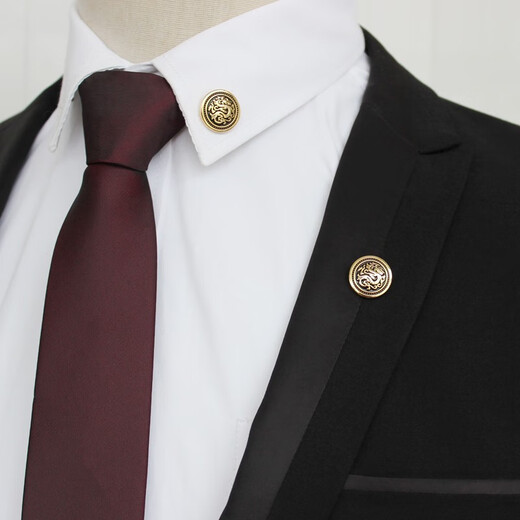 Xifei Men's Brooch Retro Pattern Alloy Dragon's Leap Badge Calm Gentleman Short Needle Butterfly Buckle Suit Overcoat Clothing Accessories Business Casual Single