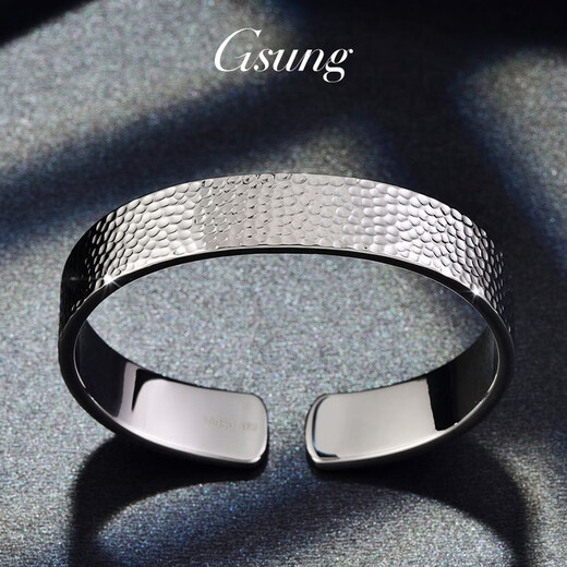 GsunG platinum bracelet men's PT950 men's and women's handmade hammered bracelet atmospheric platinum solid open bracelet PT999 priced by gram contact before bidding