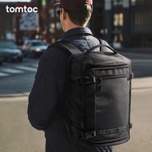 Tomtoc Reisetasche große Kapazität Rucksack Herren Rucksack Geschäftsreisen Outdoor-Gepäcktasche 17,3-Zoll-Laptop-Tasche T67 Classic Black 38L Support 35-Tage-Reisen