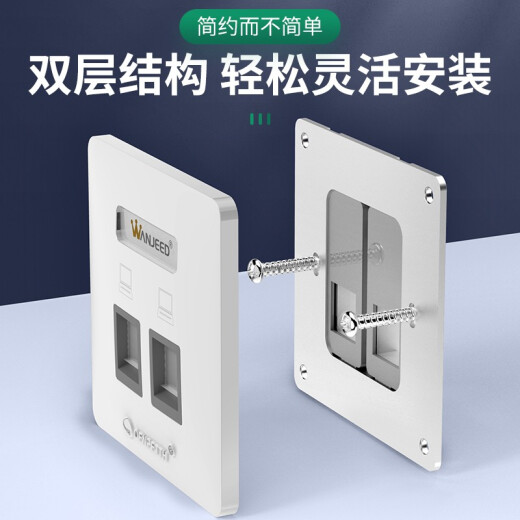 WANJEED network panel Category 5e, Category 6, Gigabit, Category 7, Category 8 network cable sockets, module-free module 86 single and double port panel with module [luxury version] Category 7 double shielded double port panel