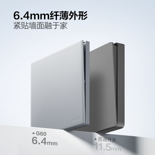 Bullen (Bullen) Ultra-dünner Schalter Buchse Fünf-Loch-Sockel USB Rahmenloser großer Panel Mattescreme Stil Dekoration Haushalt G60 Moon Shadow Grey 20 Löcher 10a (75*197mm) Sockel