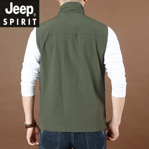 JEEP SPIRIT吉普2025春秋季薄款宽松马夹男休闲男外套登山钓鱼多口袋速干马甲 9902卡其色 4XL 适合体重185-200斤左右