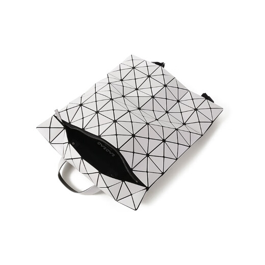 ISSEY MIYAKE Men/Women's neutral geometric splicing diamond matte hand-held backpack BB46 AG691 11 Light gray