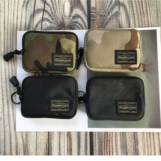 熊游客潮牌证件包卡包小巧包零钱包硬币包耳机小包潮流小挂钩MINI小包包 黑色聚酯料