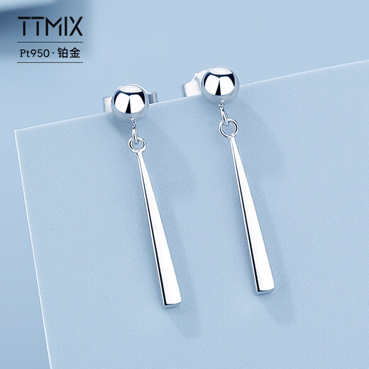 TTMIXPT950 platinum earrings for women, high-end, simple, tassel, versatile platinum earrings, slimming face, 3.1-3.3g
