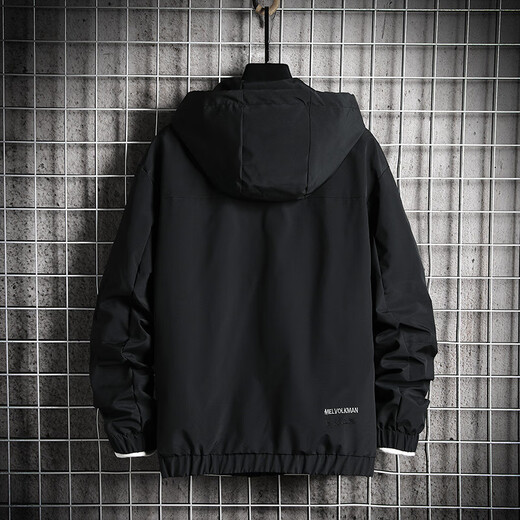 No. 1 Youth Jacket Men's Autumn and Winter Trendy Workwear Jacket Plus Size Sports Loose Hooded Jacket Men Black 5XL