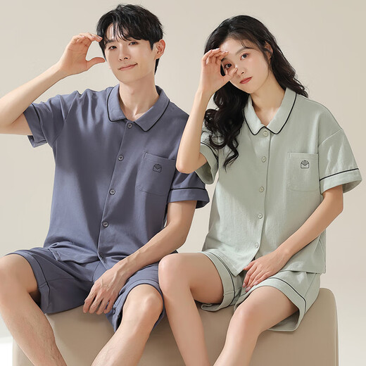 Modal couple pajamas men and women's summer short-sleeved shorts 2025 new style for outdoor wear couples students' home clothes suit 12806+12706 Women XL+Men's L