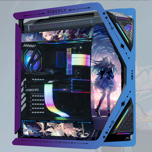 华硕（ASUS）ROG GR701 创世神机箱 吹雪机箱EVA明日香联名台式机箱ARGB灯板全塔定制机箱白色机箱电源水冷套装 流萤主题（渐变黑创世神+灯板）