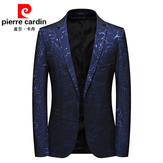 Pierre Cardin autumn new 2025 autumn new casual suit men's slim fashion business dark floral suit popular print blue LQ-607 XXL
