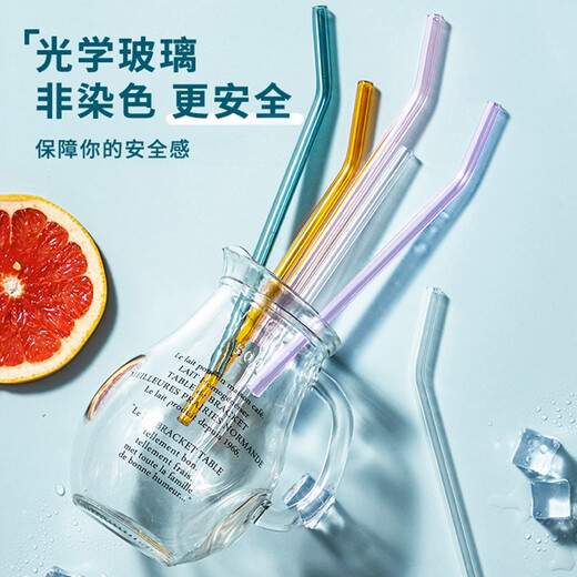 Denbigh glass straw high borosilicate heat-resistant non-disposable water soup juice elbow children's water cup cocktail straw