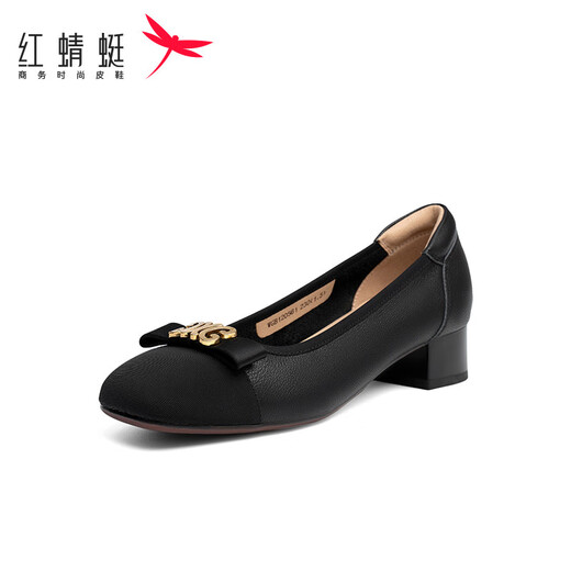 Red Dragonfly Women's Singles Shoes New Small Small Fabor Light Bozo Color Bundle Tacón grueso para mujer Zapatos de perros Camas de mujer WGB12056 Negro 40