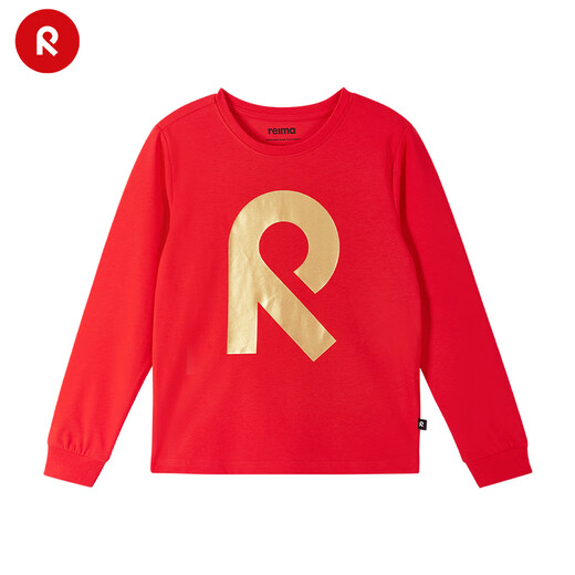 Reima men and women children long-sleeved T-shirts for big children 2024 spring new year warm and fashionable sports cotton top red 3880 152 (152cm)