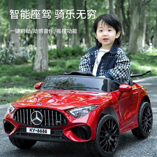 岙贝乐儿童电动车四轮可坐人遥控小汽车带摇摆宝宝玩具孩子周岁生日礼物 公主粉【遥控+摇摆+灯光音乐】