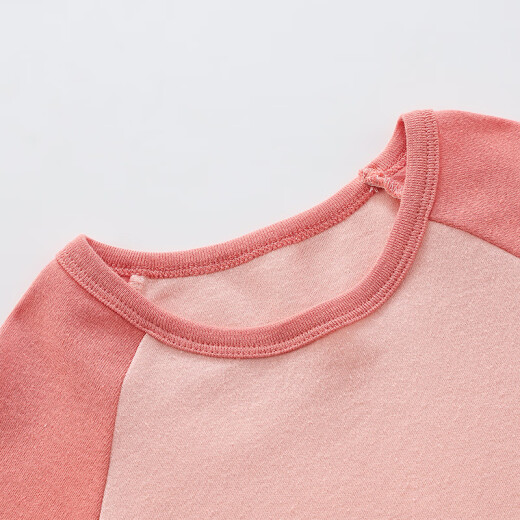 Red bean children's pure cotton autumn clothes and autumn pants suit men and women medium and large children autumn and winter low round neck thermal underwear Class A cotton sweater cover H4M1048 deep powder 150