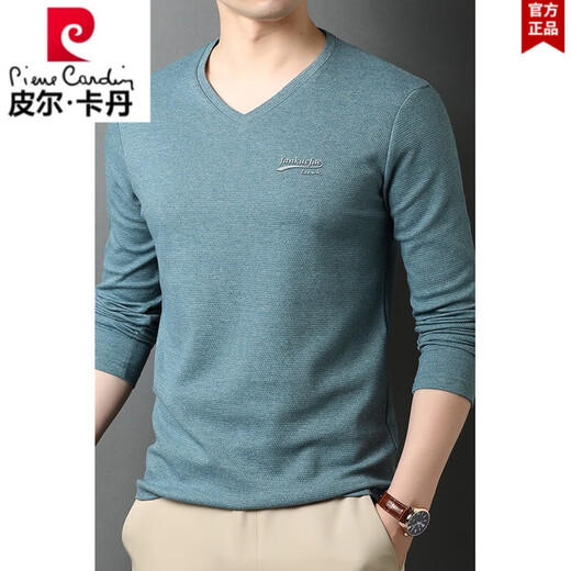
Pierre cardin spring and autumn V-neck men's pure cotton long-sleeved T-shirt chicken heart collar solid color versatile autumn men's top base shirt R9863 leather powder [long sleeve] L 170120-130Jin [Jin equals 0.5 kg]
