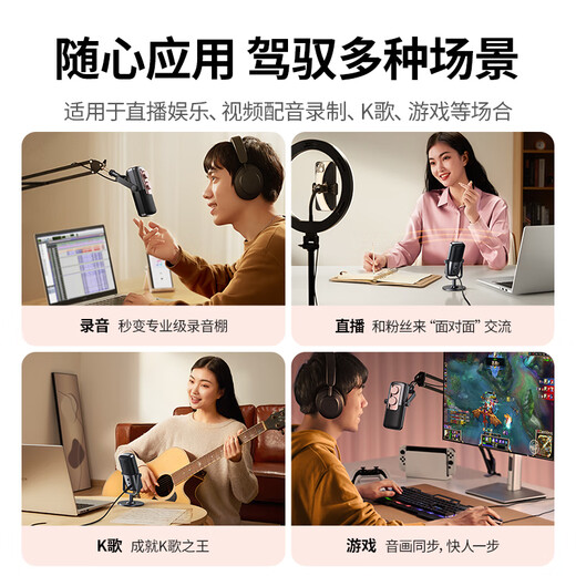 Green Alliance USB desktop computer microphone laptop desktop computer microphone live broadcast noise reduction radio condenser wheat online class retest game voice karaoke suitable speaker 90990A