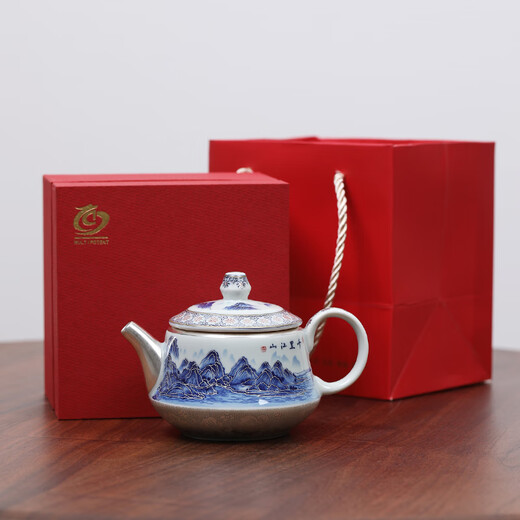 MULTIPOTENT Kung Fu tea set teapot single pot gilt silver Qianlijiangshan teapot Master Zheng Wenqiang's works can be collected