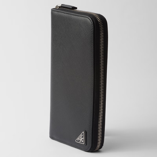 PRADA/普拉达【礼物】男士三角形Saffiano皮革钱夹钱包 黑色