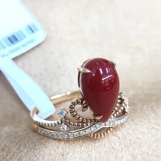 Zhaohao Japanese Coral Drop Shape Crown 18k Ring