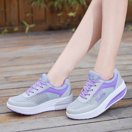 Skechici Counter con los mismos zapatos mecedoras de primavera, verano y otoño zapatos para mujeres transpirables zapatos de pastel de esponja gruesos zapatos de deportes informales de estilo coreano zapatos de carreras 838 polvo blanco 35