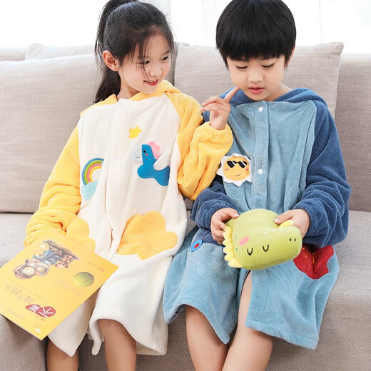 Baifei bath towel can be worn and wrapped around boys and girls bath skirt cloak long-sleeved water-absorbent quick-drying non-pure cotton water-absorbent children's bathrobe children's bathrobe-Sunflower (large size) suitable for height