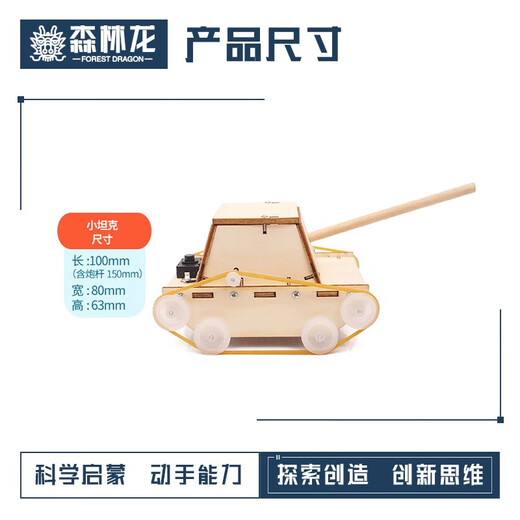 森林龙科技小制作红外遥控四通坦克diy手工材料包儿童军事拼装模型玩具 电动白色小坦克 材料包-电池涂料联系客服选购